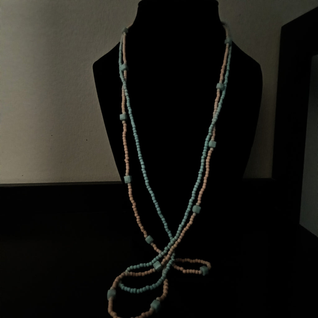 Blue and Orange Beaded Necklace