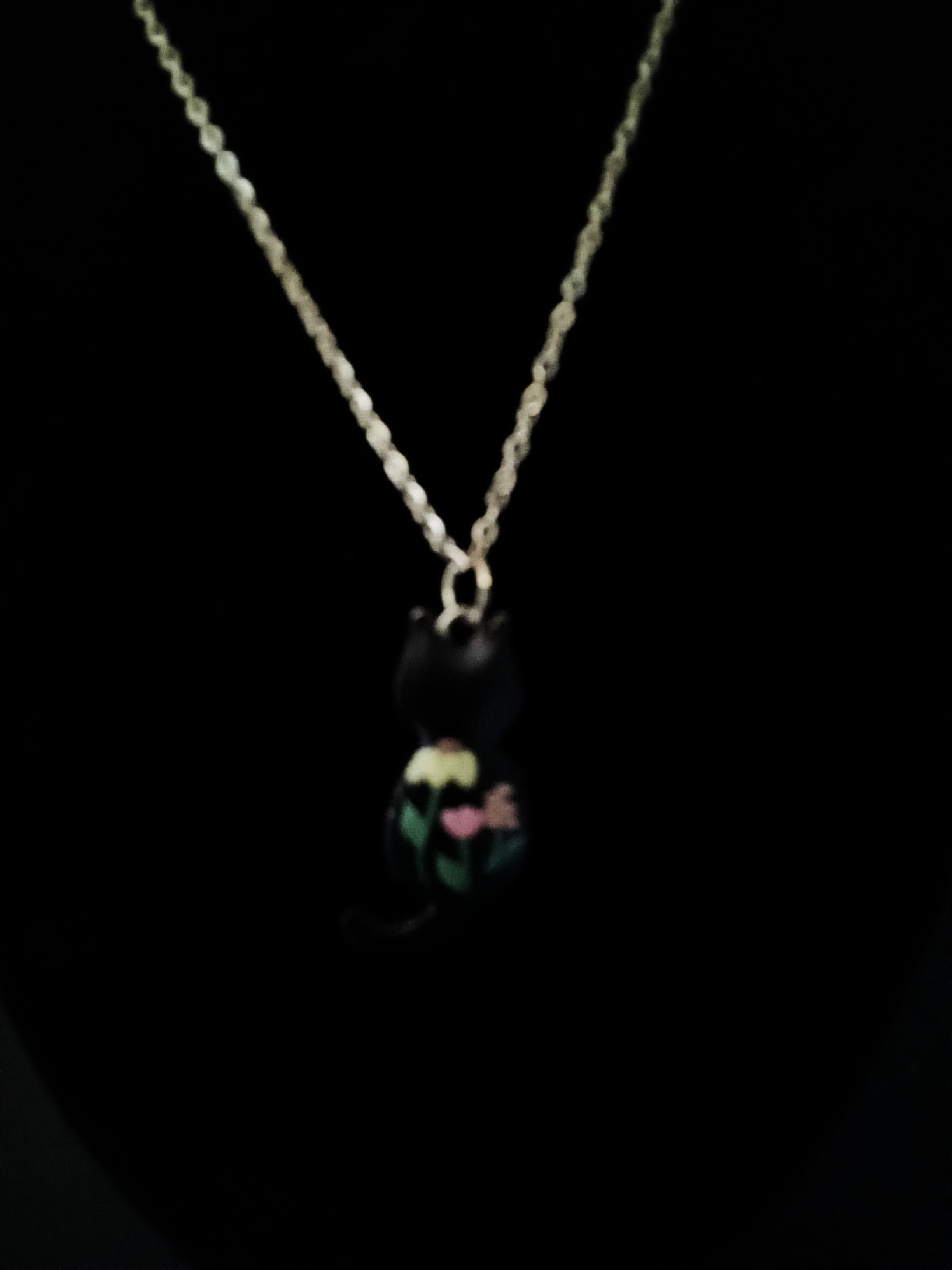 Daffodil Black Cat Necklace