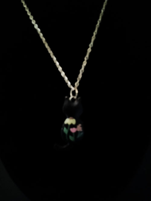 Daffodil Black Cat Necklace
